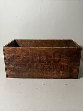 Vintage Jell-O Wooden Crate with Stenciled Logo 1920s